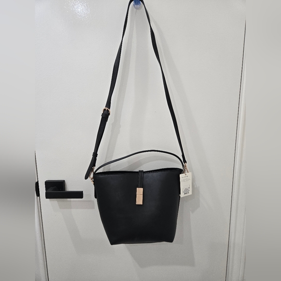 a new day Handbags - a new day Black Crossbody Bag with Gold Accent
